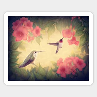 Ruby-throated Hummingbirds Sticker